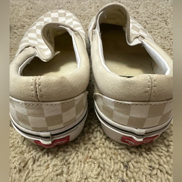Vans Beige Checkboard slip-on Canvas Shoes - Picture 8 of 9